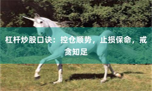 杠杆炒股口诀：控仓顺势，止损保命，戒贪知足